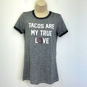 Zoe + Liv - Tacos Are My True Love Gray Ringer T Shirt Size Small